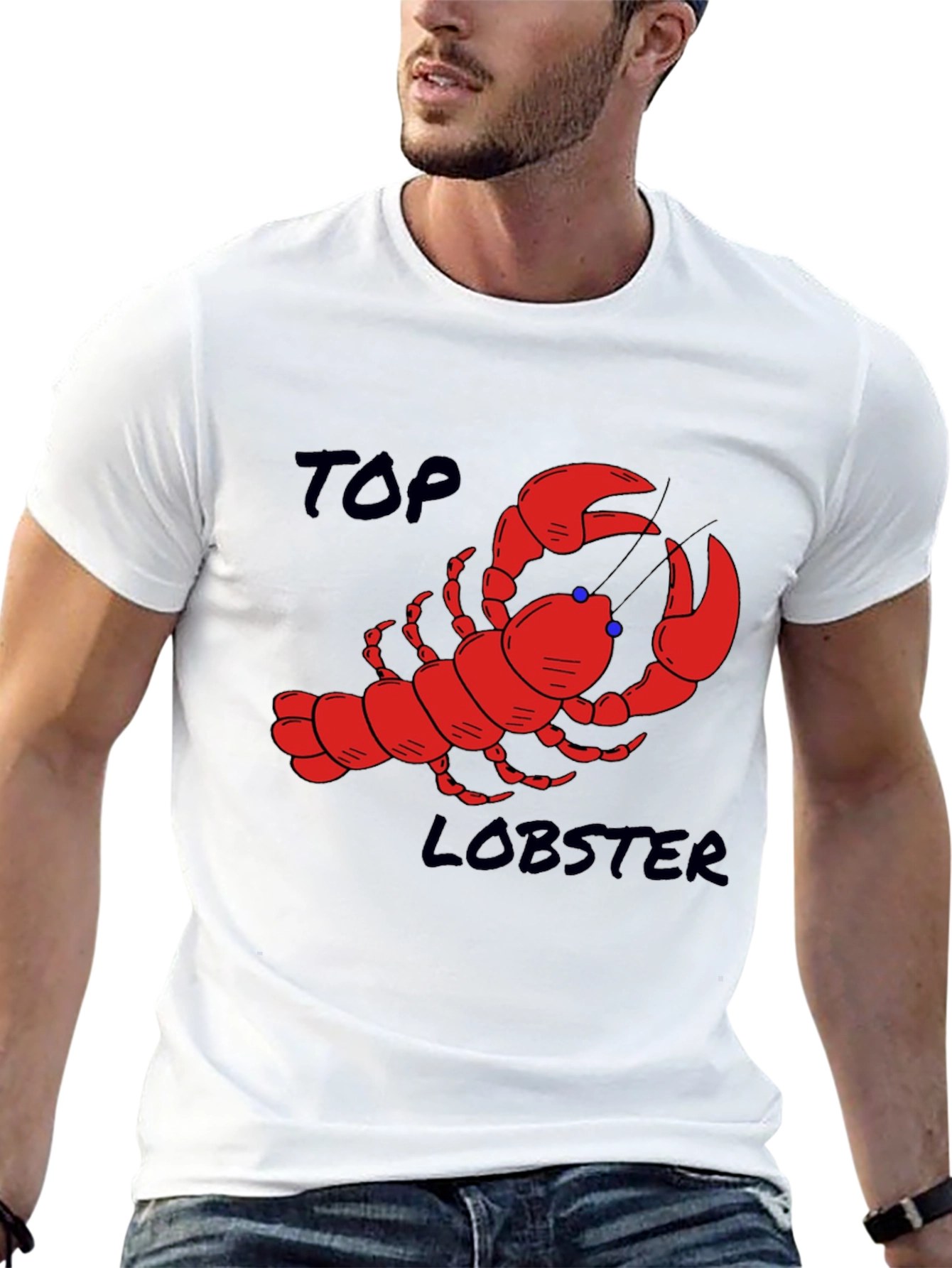 Top Lobster Graphic Tee - Black Cotton T-Shirt