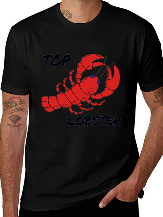 Top Lobster Graphic Tee - Black Cotton T-Shirt