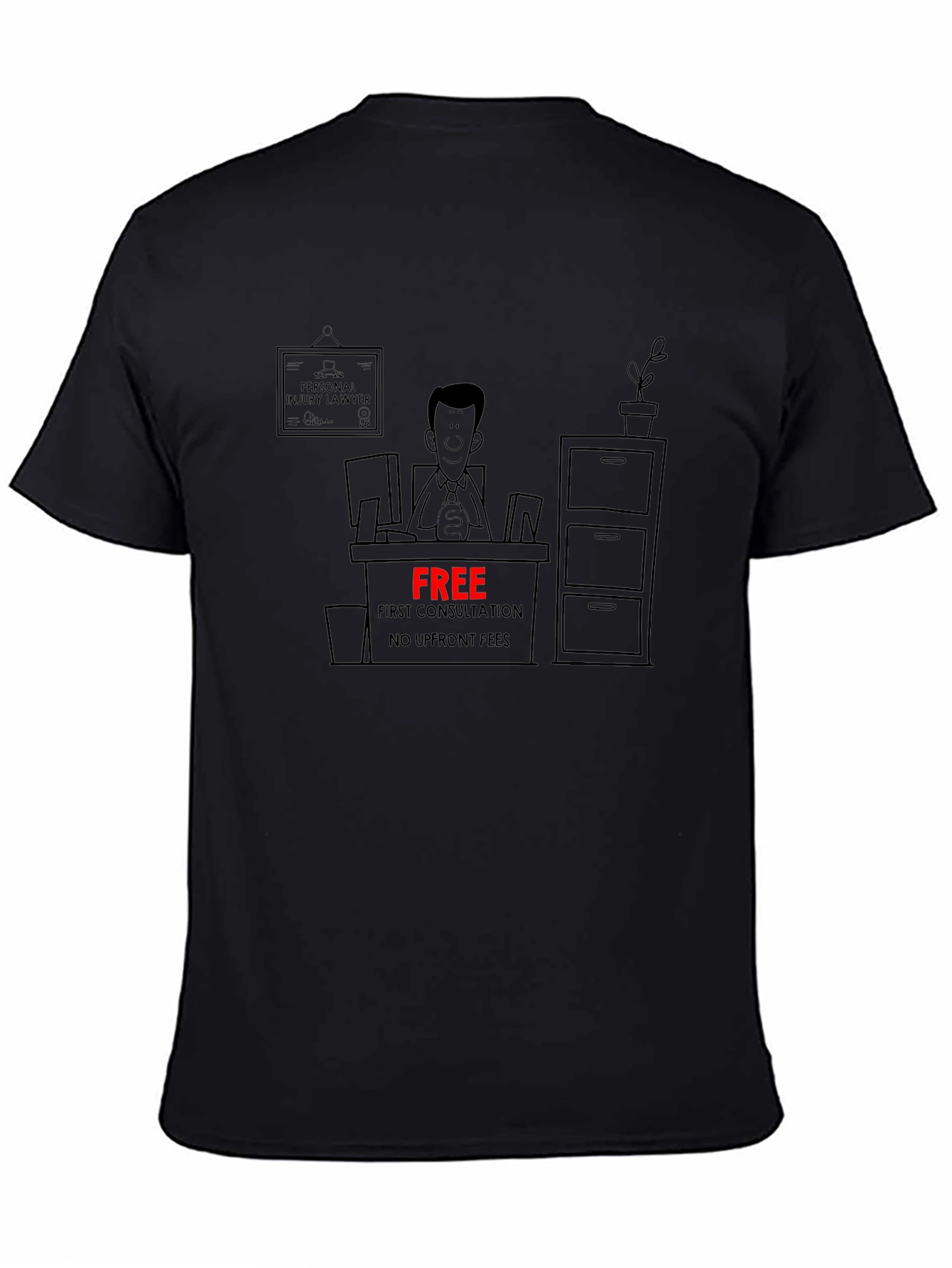 Cartoon Lawyer Free Consultation Black T-Shirt