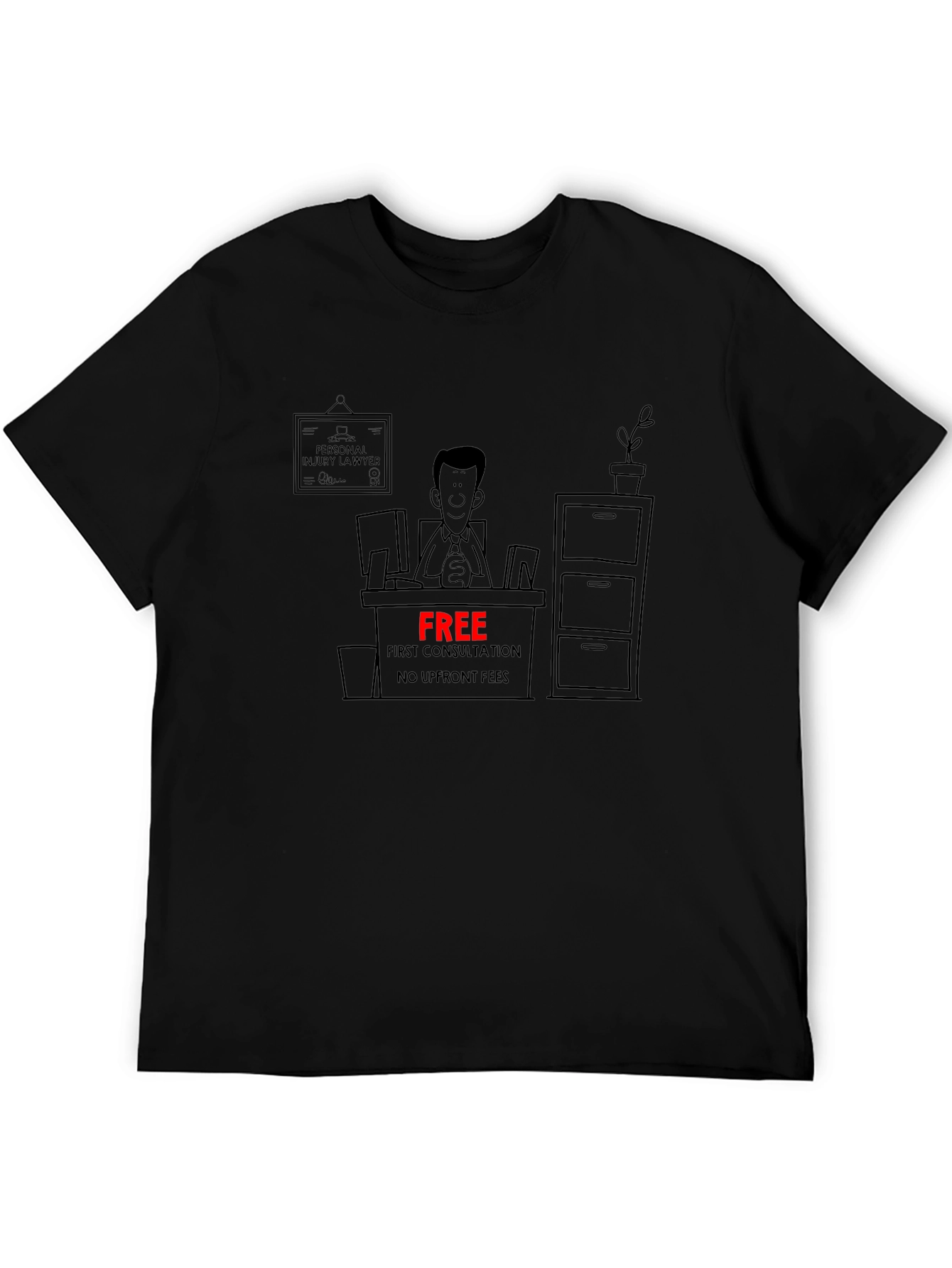 Cartoon Lawyer Free Consultation Black T-Shirt