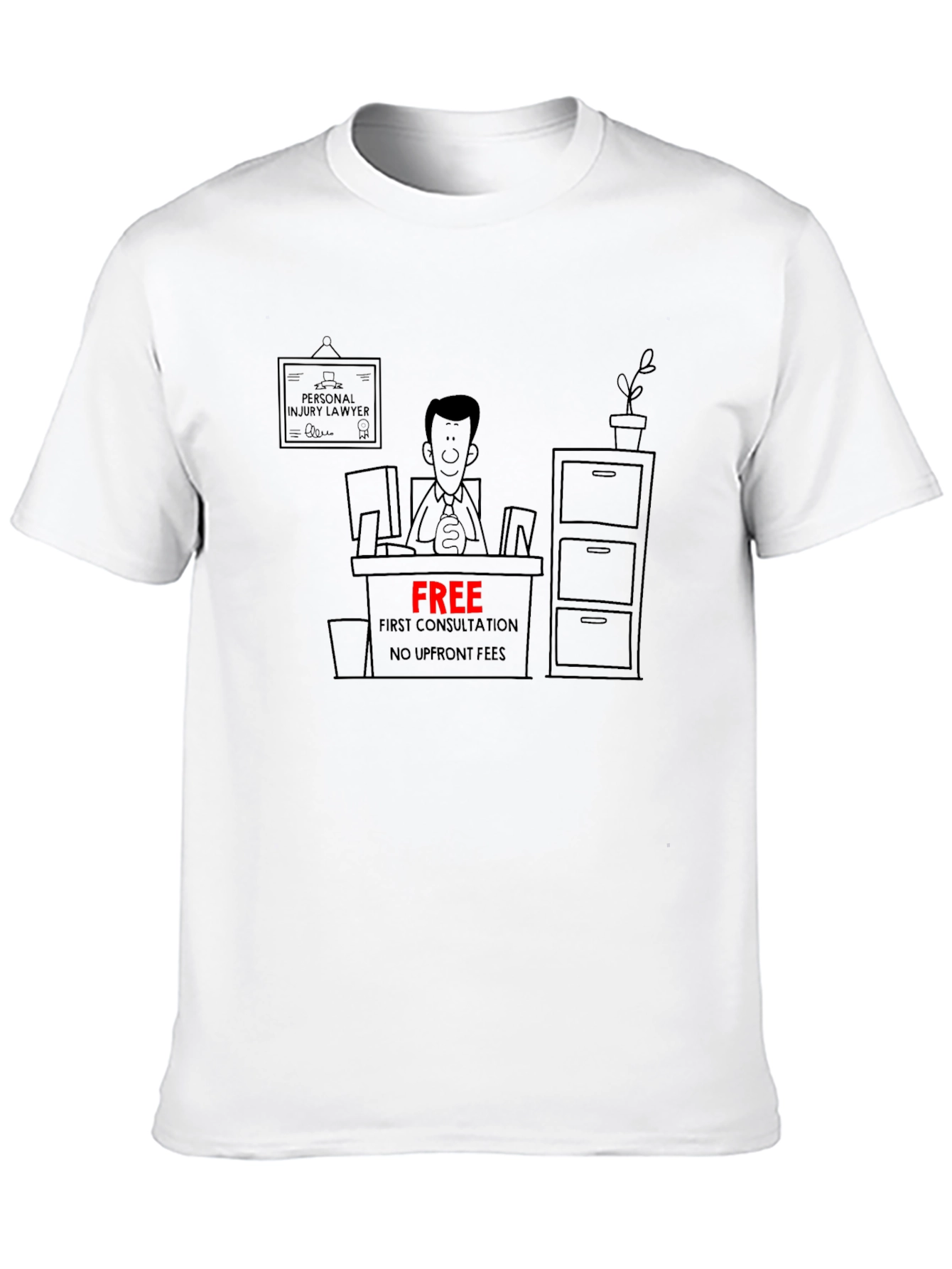 Cartoon Lawyer Free Consultation Black T-Shirt