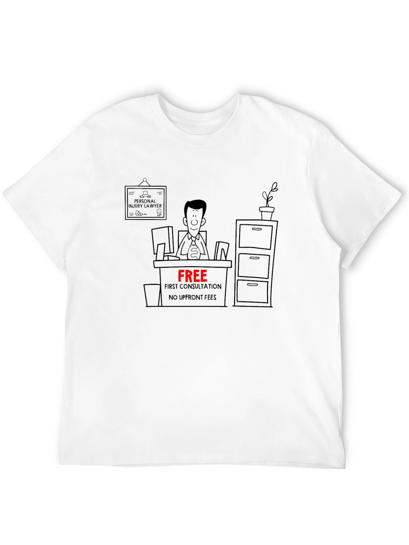 Cartoon Lawyer Free Consultation Black T-Shirt