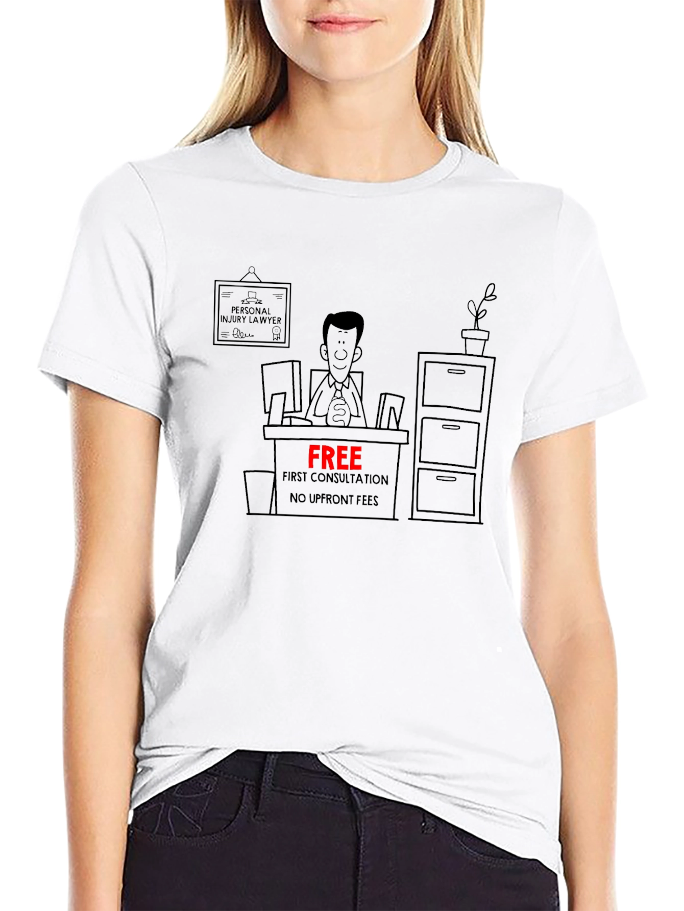 Cartoon Lawyer Free Consultation Black T-Shirt