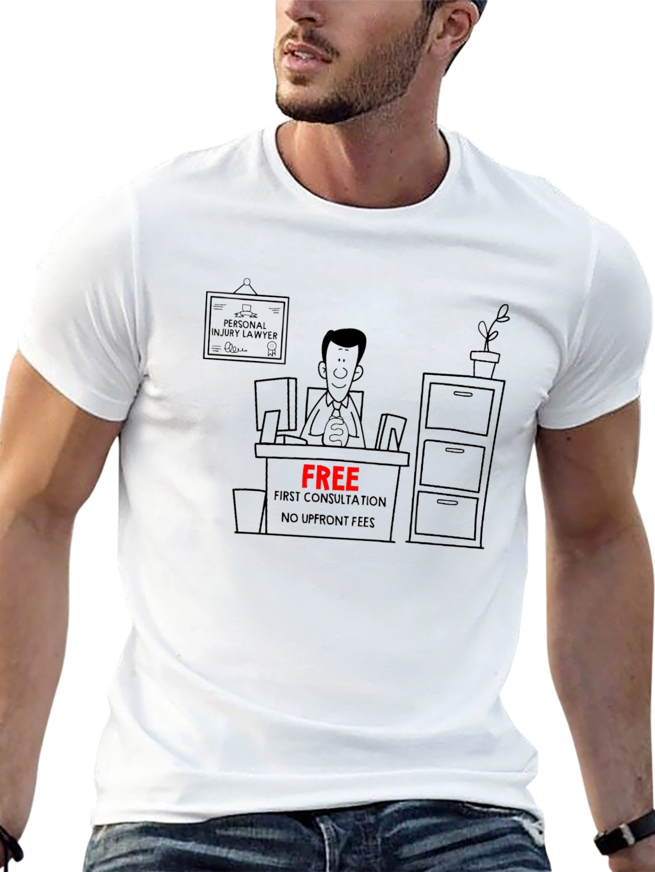Cartoon Lawyer Free Consultation Black T-Shirt