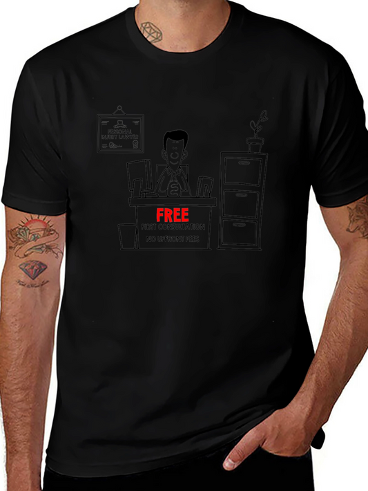 Cartoon Lawyer Free Consultation Black T-Shirt