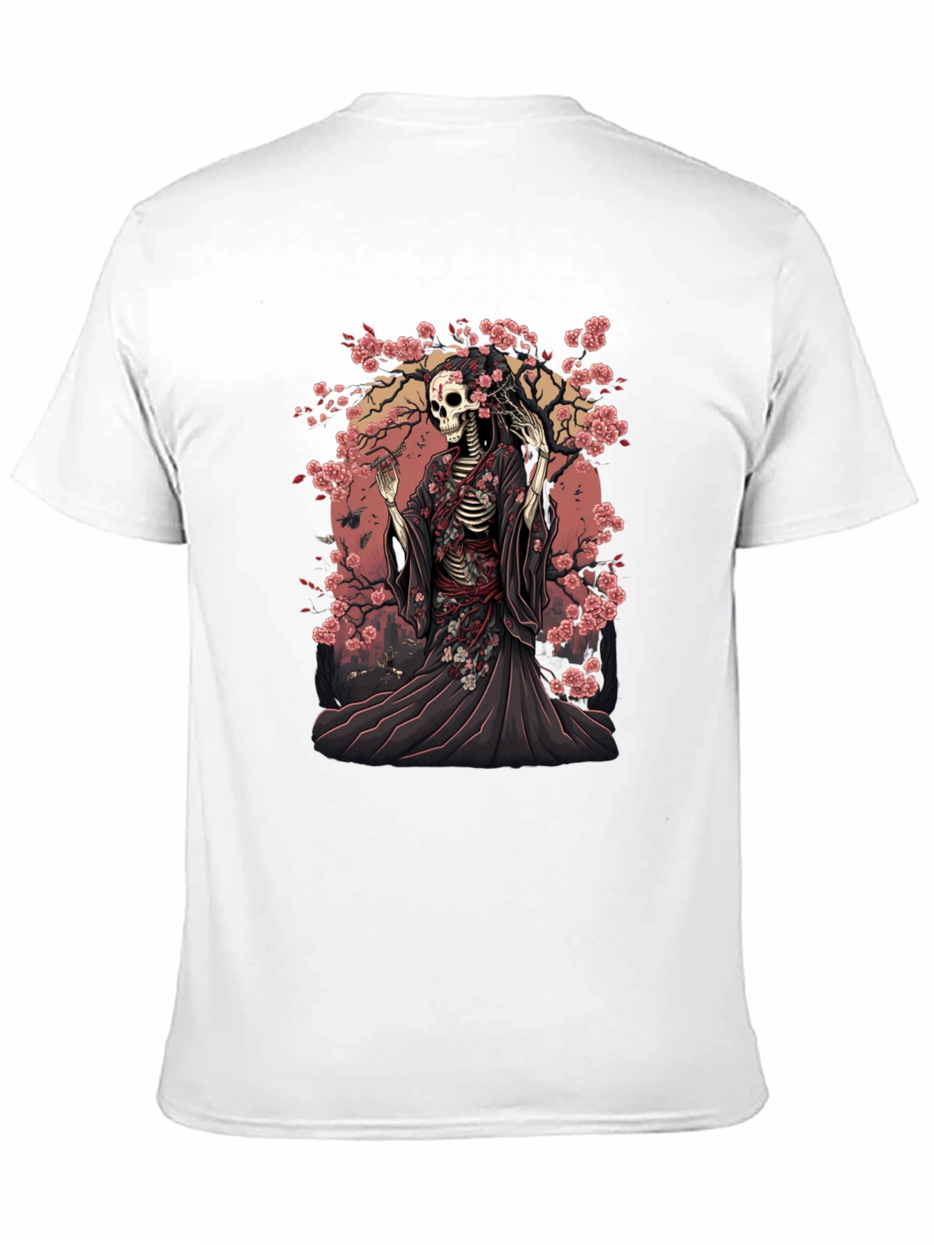 Skeleton Kimono T-Shirt - Floral Death Design