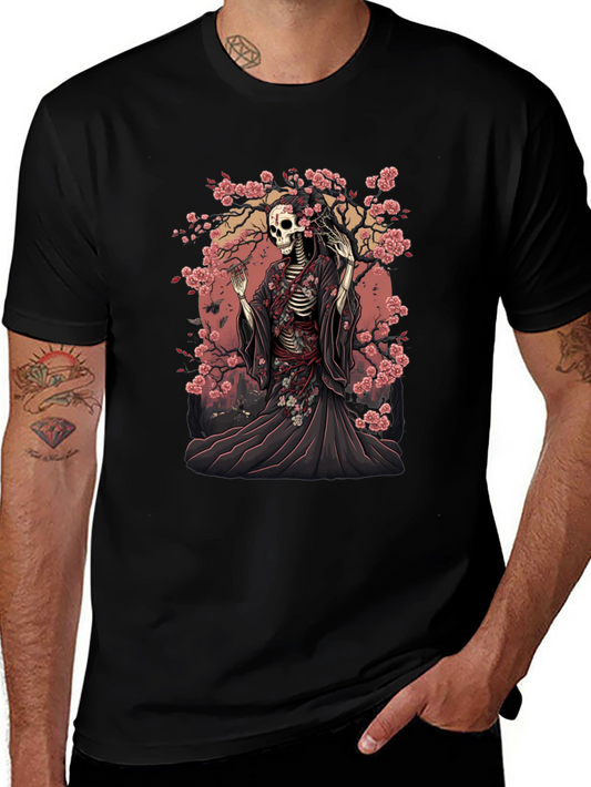 Skeleton Kimono T-Shirt - Floral Death Design