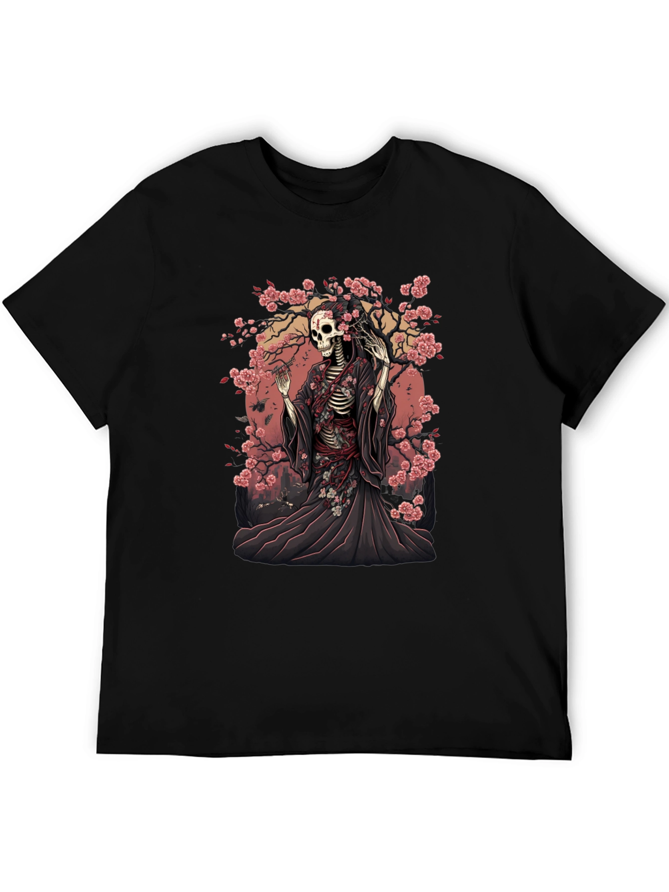 Skeleton Kimono T-Shirt - Floral Death Design