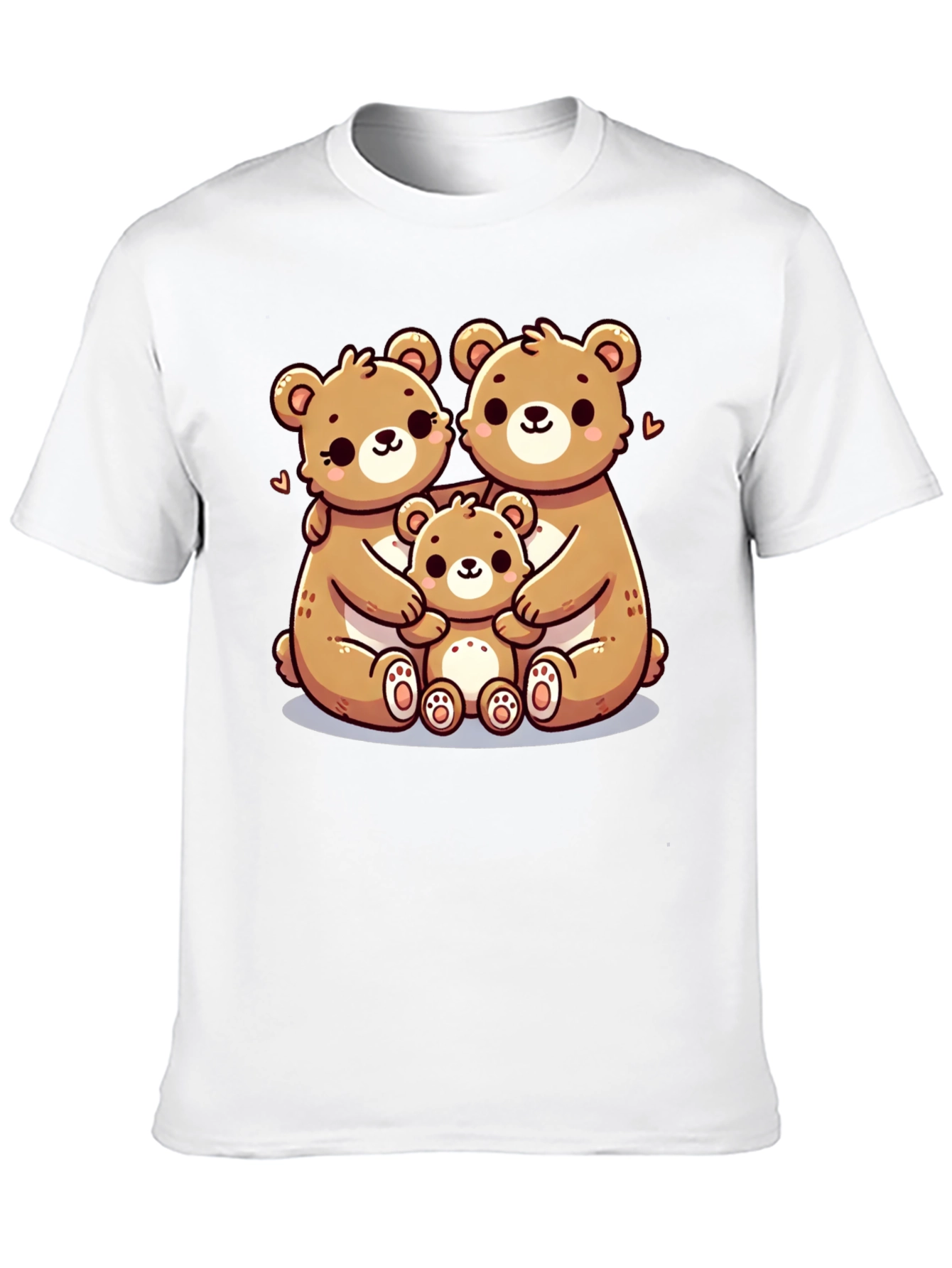 Cute Bear Family Graphic Tee - Black