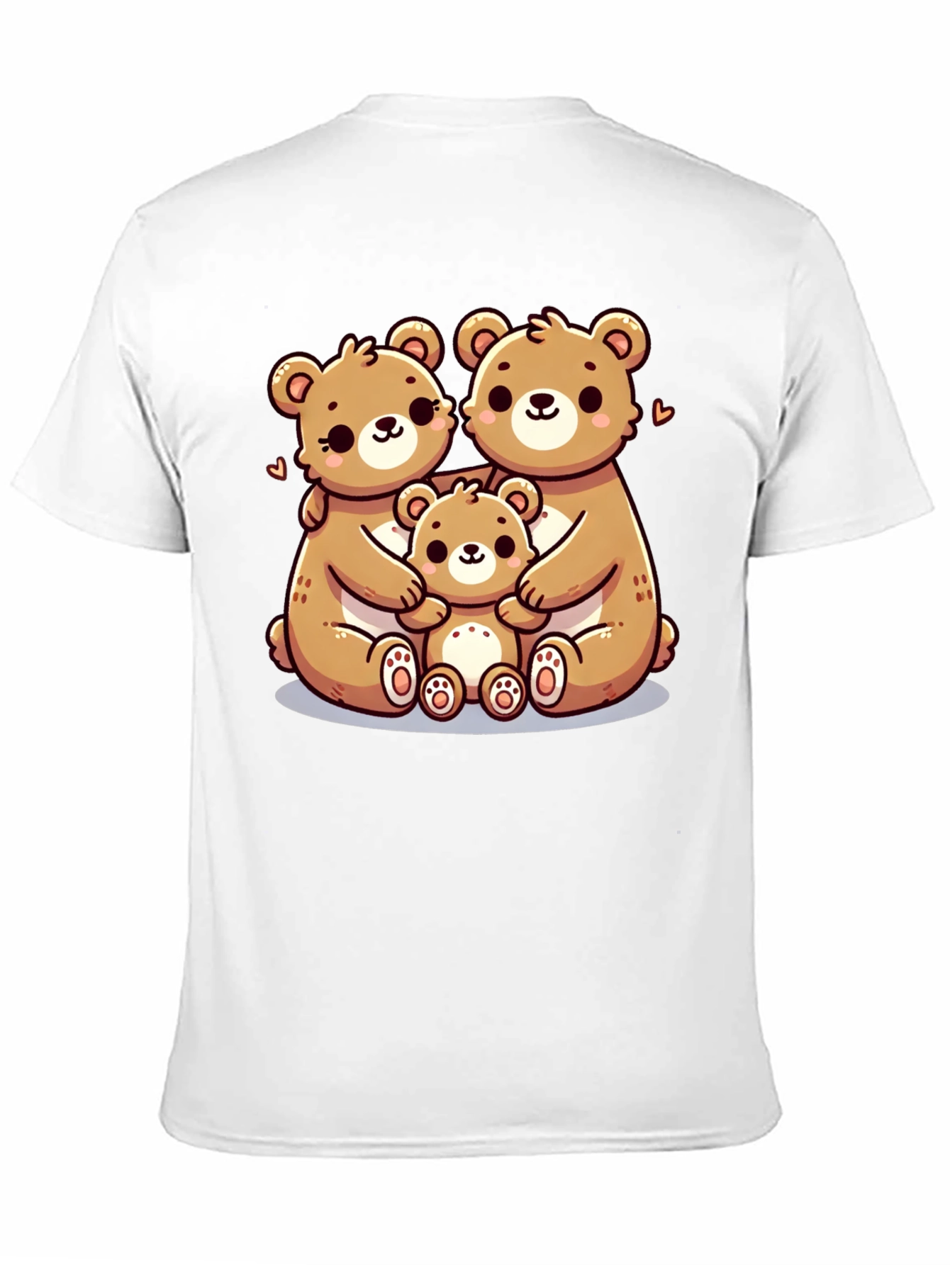 Cute Bear Family Graphic Tee - Black