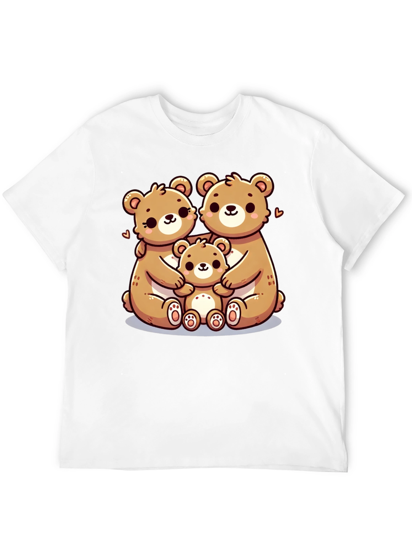 Cute Bear Family Graphic Tee - Black